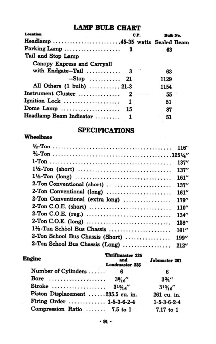 1954 Chevrolet Trucks Operators Manual Page 91